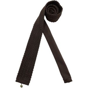 ALPI Solid Brown Cotton LUXURY Slim Tie